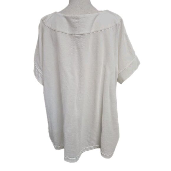 J Jill Love V-Neck Short Sleeve Shirt 100% Cotton White Women’s Plus Size 3X - Picture 3 of 9